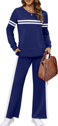 Women's 2 Piece Lounge Set Side Slit Wide Leg Tracksuit - Cozy Fit 4-6