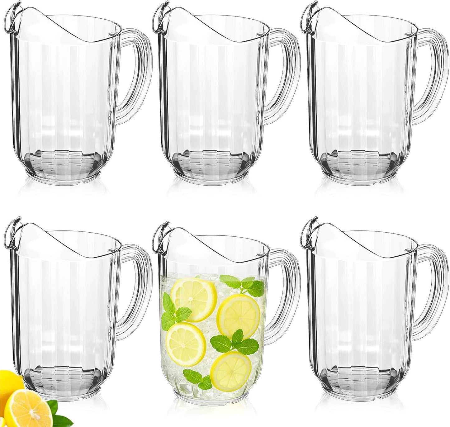 Tessco for you 6 Pcs Plastic Pitchers 60 Ounce Clear Jug