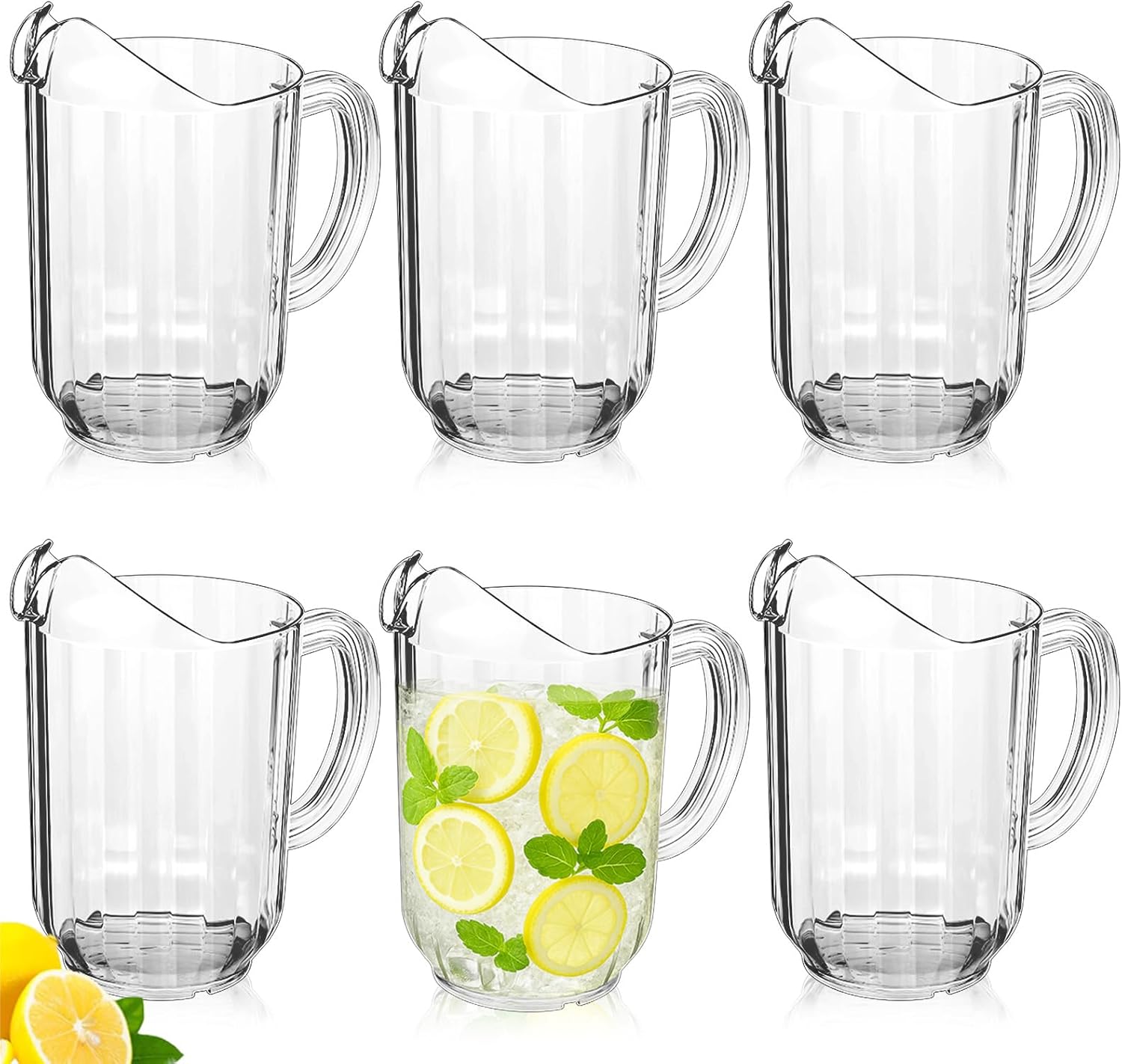 Tessco for you 6 Pcs Plastic Pitchers 60 Ounce Clear Jug