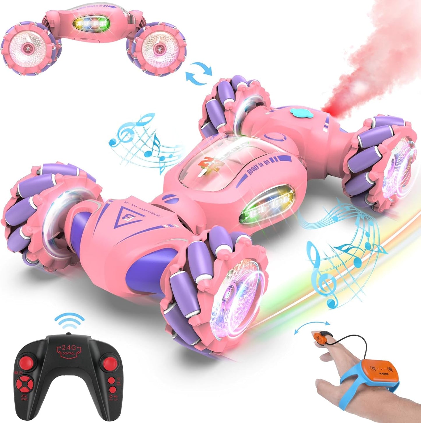 Pink Remote Control Car Toys for Girls with Light & Music