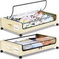 Under Bed Storage with Wheels 2-Pack - Slim Rolling Organizers