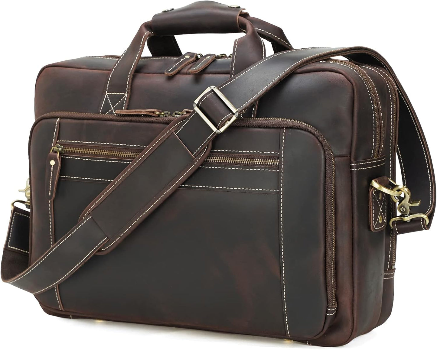 Polare 17 Full Grain Leather Laptop Briefcase for Business Travel