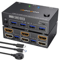 HDMI KVM Switch 2 Monitors 2 PC Dual Monitor KVM - 4K@60Hz