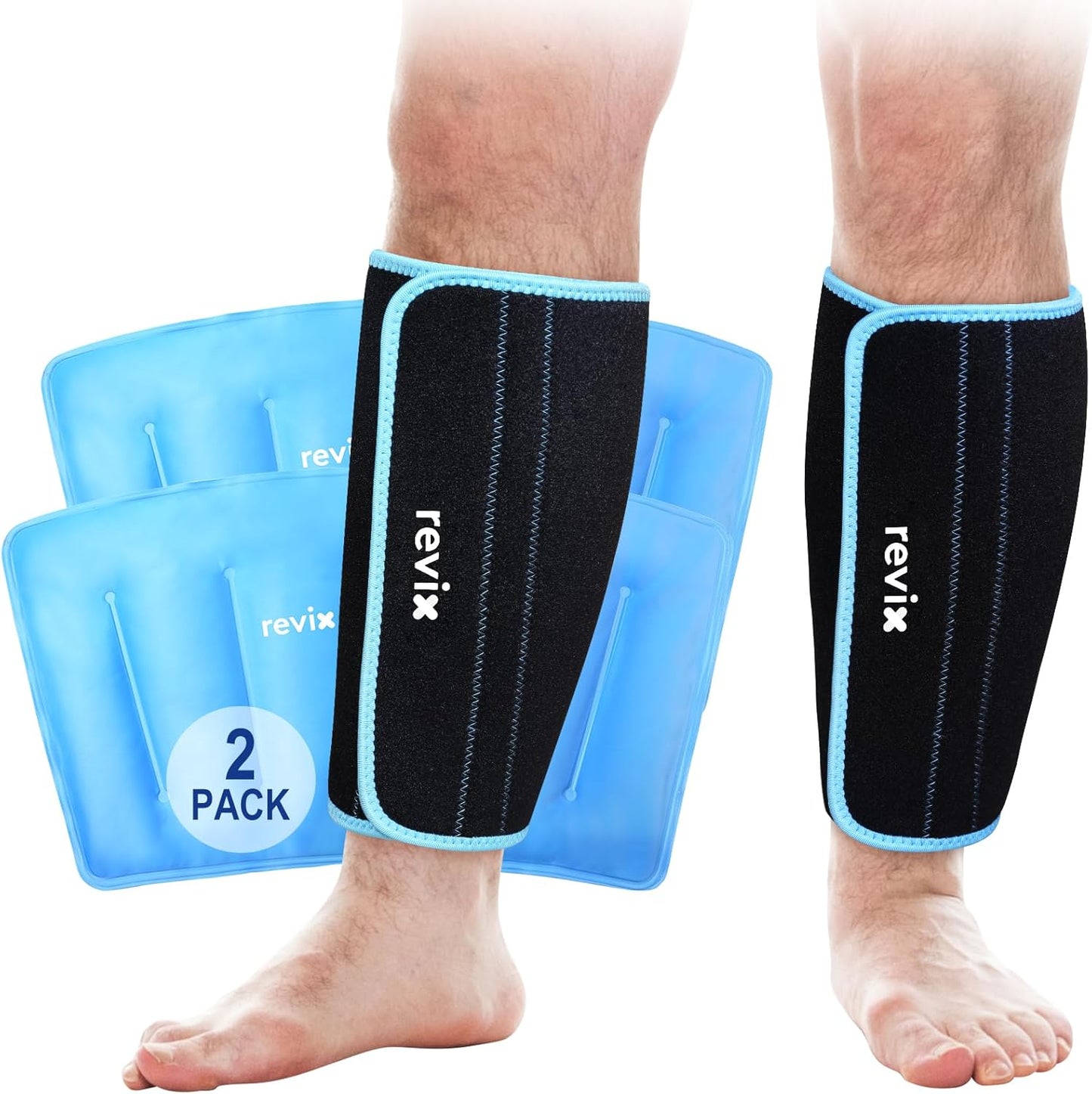 REVIX XL Shin Ice Packs for Calf Leg Elbow Discomfort Relief