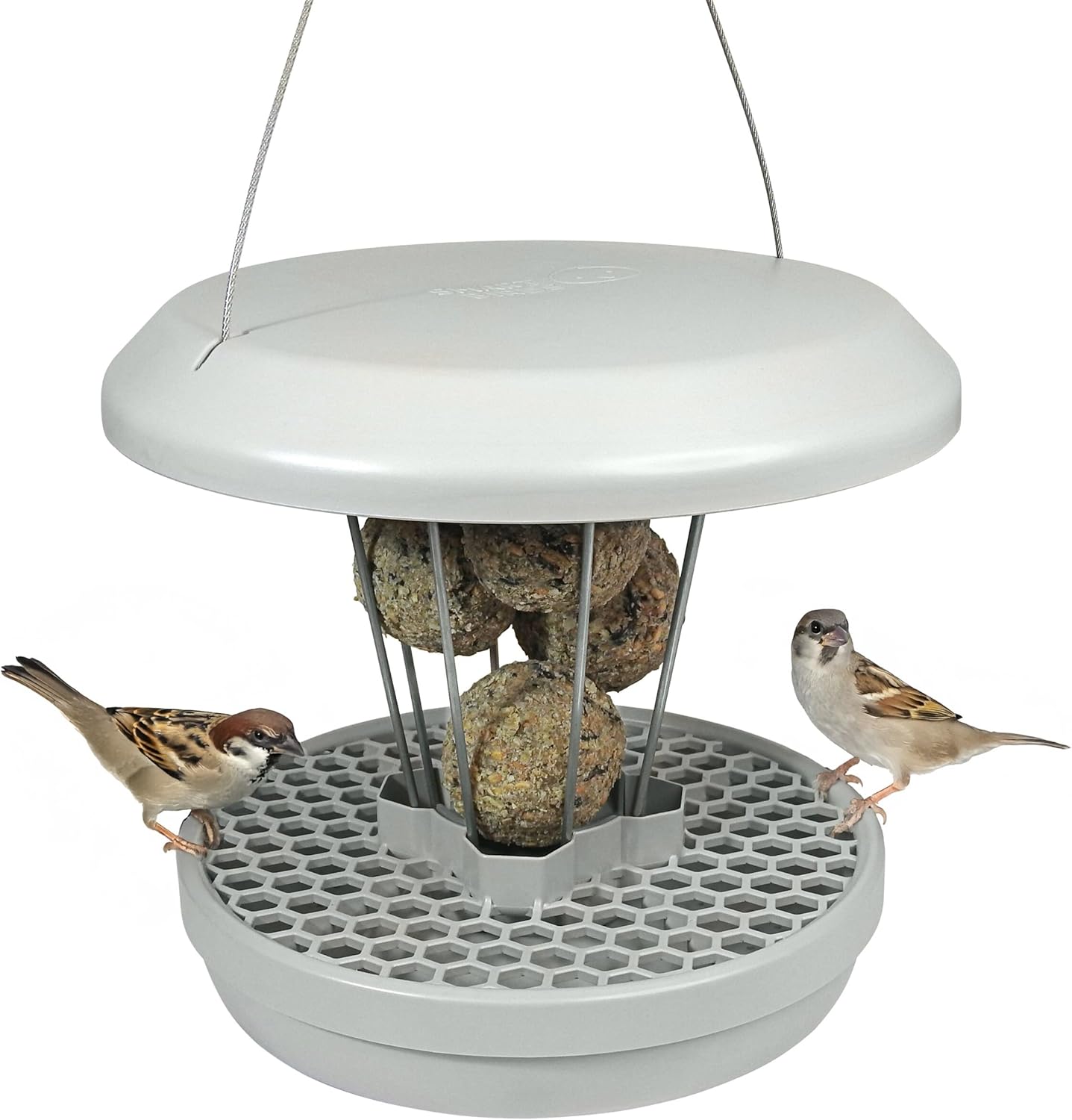 SWISSINNO No Mess Bird Feeder for Wild Birds - Light Grey