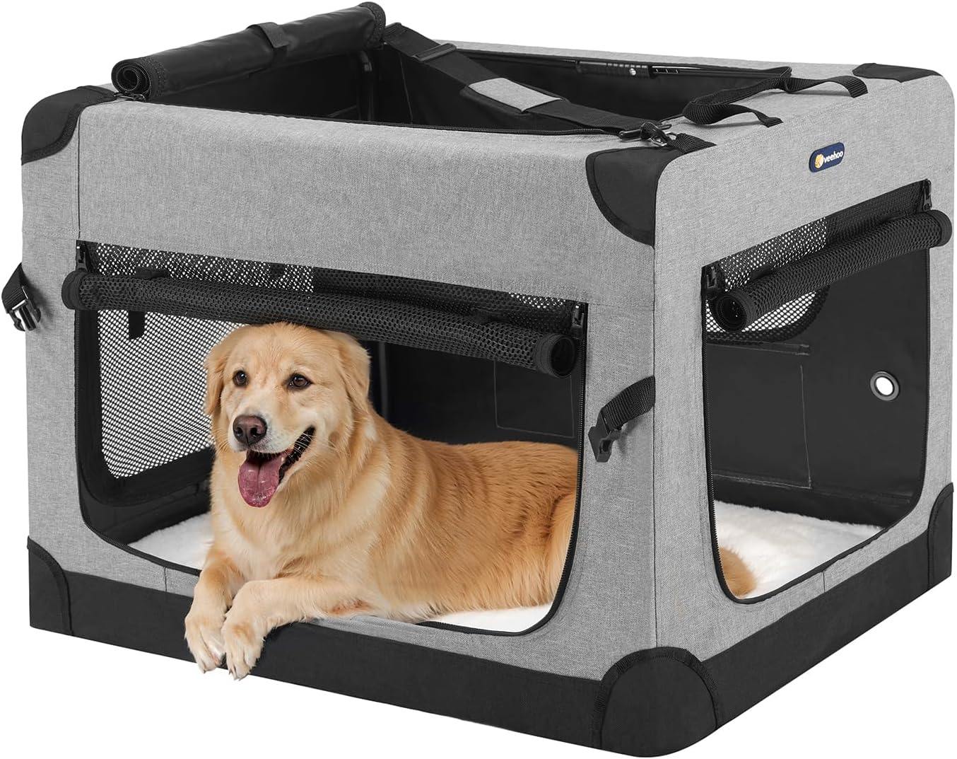 Veehoo 36 Inch Folding Soft Dog Crate for Large Dogs Travel