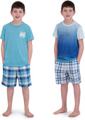 Boys Pajamas Set 4-Piece Summer PJs Short Sleeve Tee & Shorts - Cozy