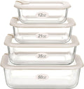 Glass Food Storage Containers with Glass Lids - 4 Pack Meal Prep