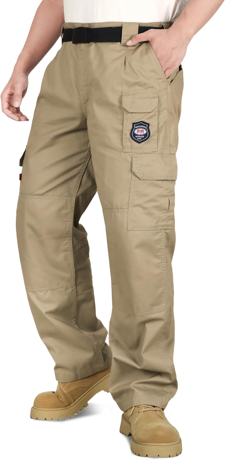 BOCOMAL Men's Flame Resistant Cargo Pants for Safety and Comfort