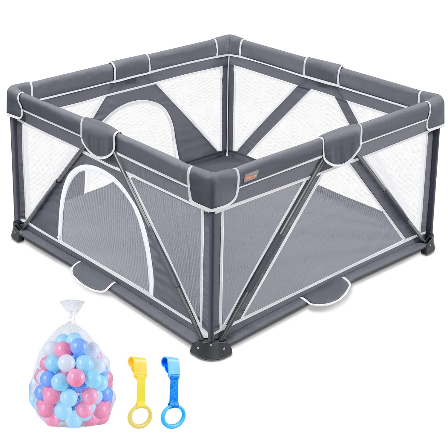 Foldable Baby Playpen for Toddlers with Ocean Balls & Handles