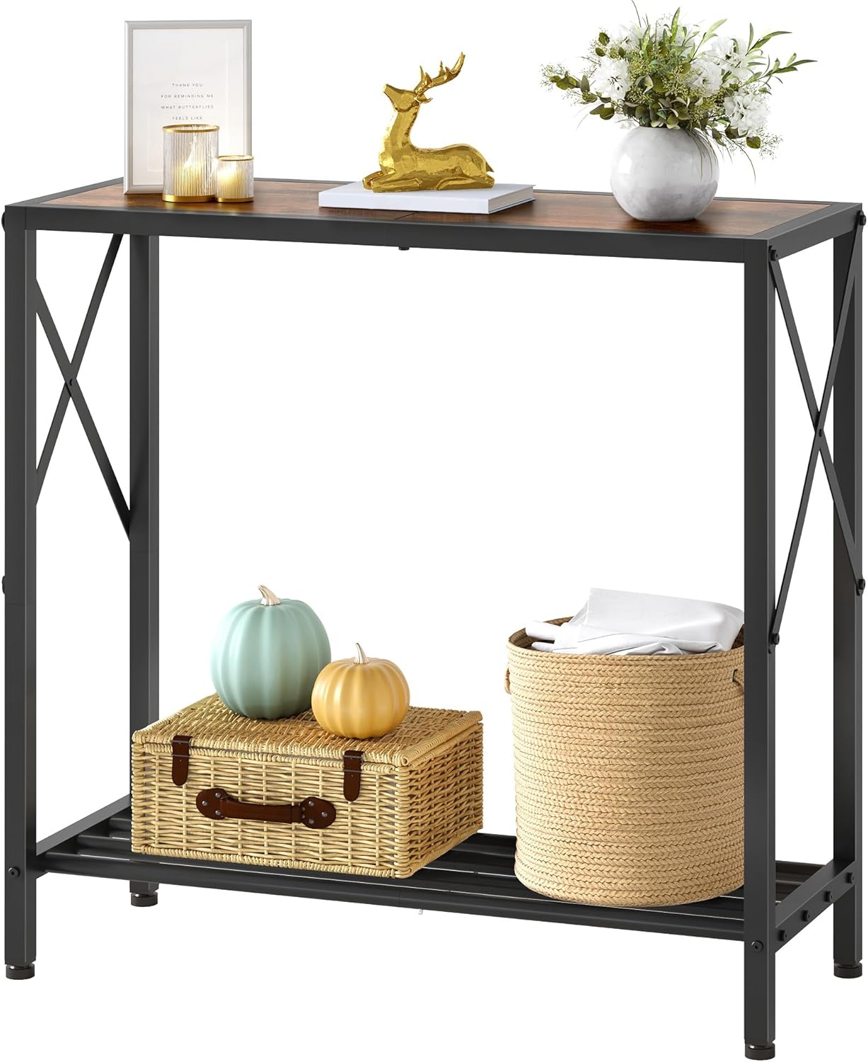 Tajsoon Console Table with Open Shelves for Entryway and Living Room
