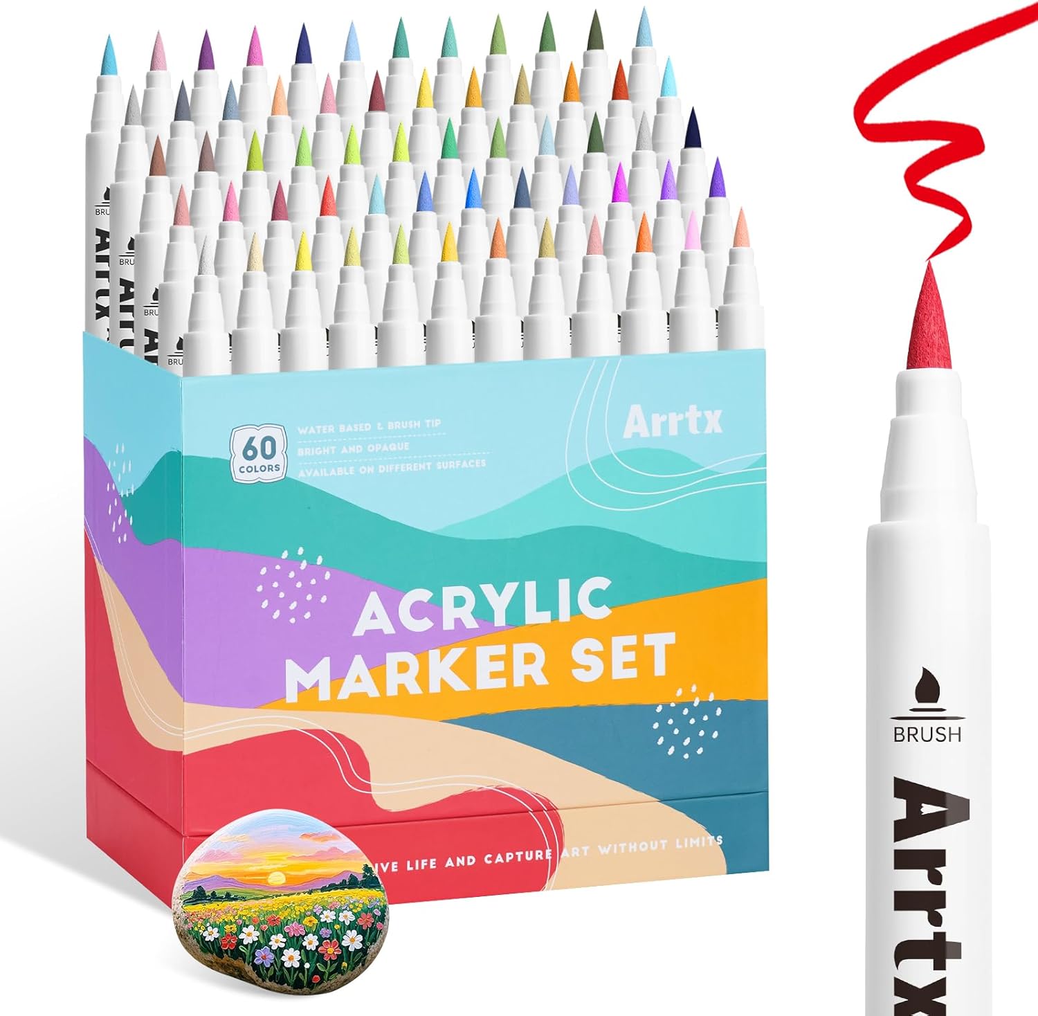 Arrtx 60 Colors Acrylic Paint Pens for Artists and DIY Crafts