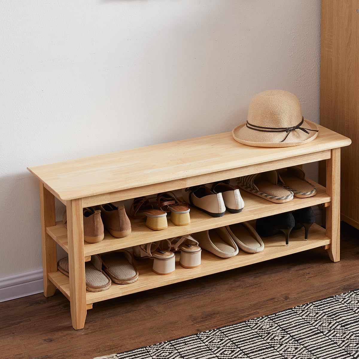 XKZG Storage Bench Wooden Shoe Rack for Entryway and Living Room