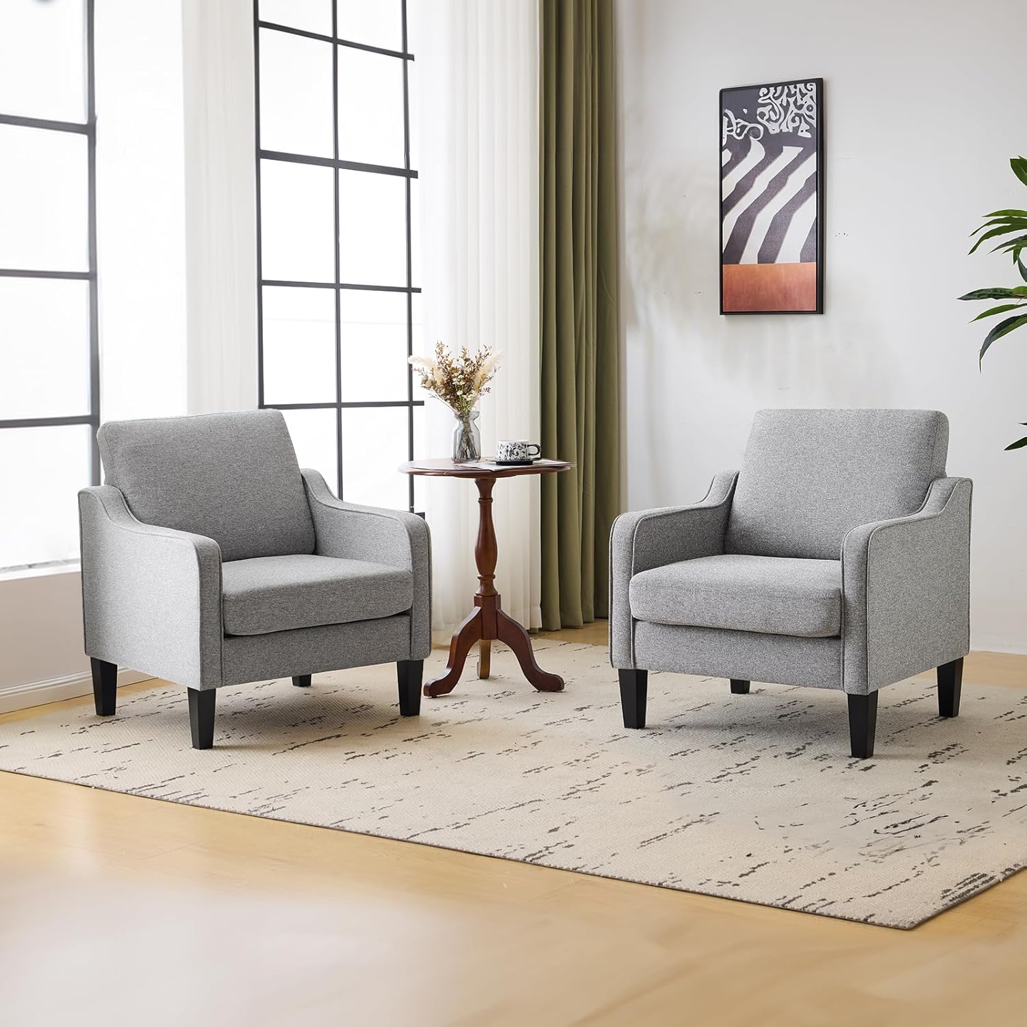 VINGLI Accent Chairs Set of 2 Gray Living Room Chairs for Comfort