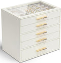 Vlando 5 Layer Jewelry Box for Women - Glass Lid Organizer
