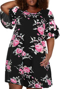 Nemidor Women's Plus Size Casual Swing Dress with Ruffle Sleeves