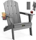 Folding Adirondack Chair with Cup Holders for Outdoor Comfort