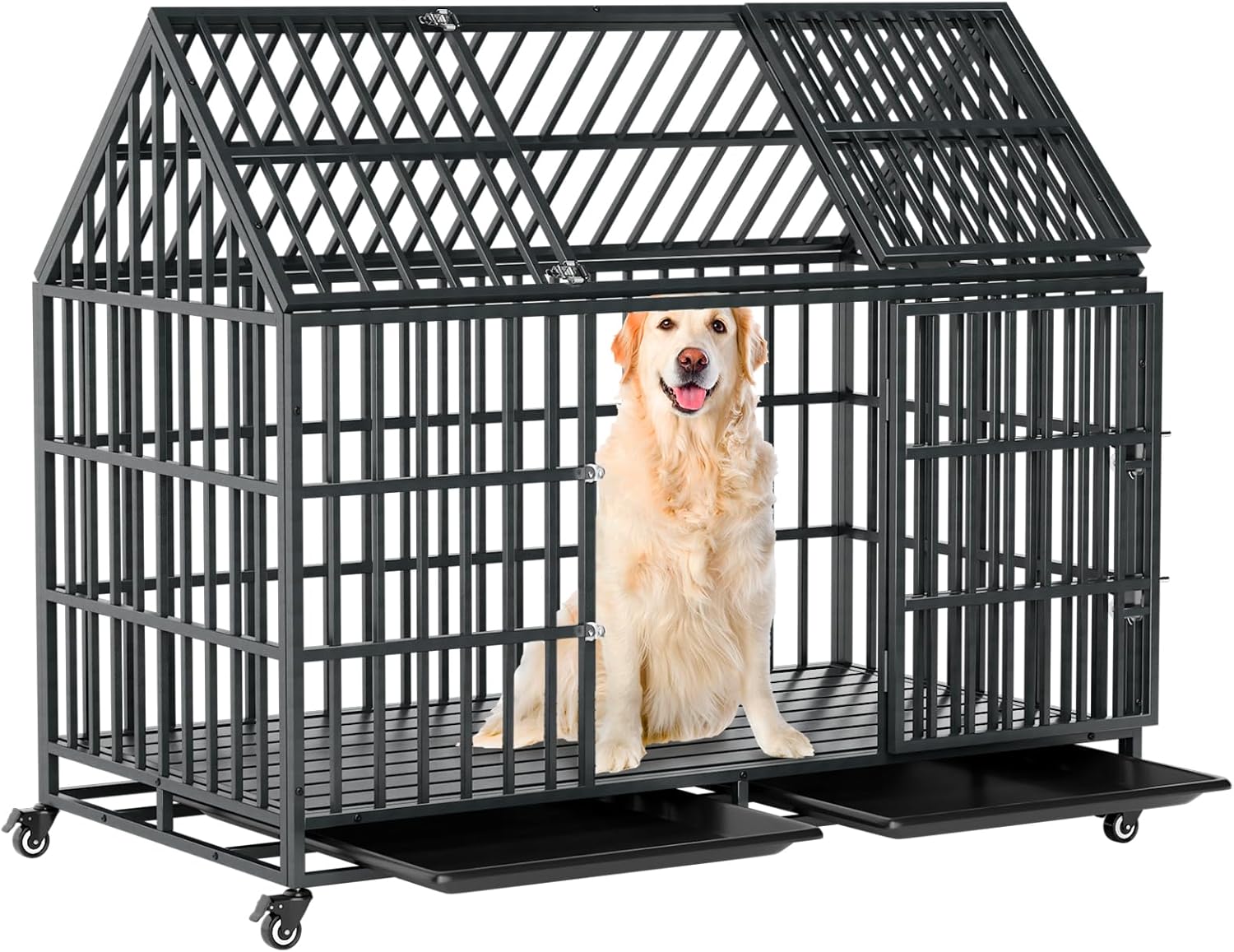 Indestructible 52 Inch Heavy Duty Dog Crate for Large Dogs