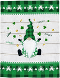 St. Patrick's Day Gnomes Clover Throw Blanket - Soft Irish Green Plaid