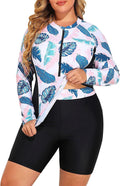 Plus Size Rash Guard for Women - Long Sleeve 2 Piece Swim Set