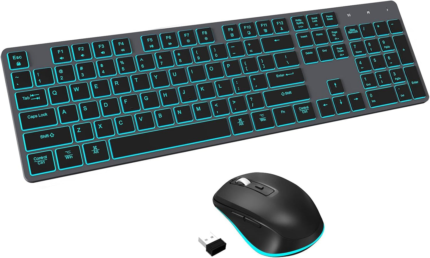 POWZAN Wireless RGB Combo: Sleek, Silent, & Rechargeable
