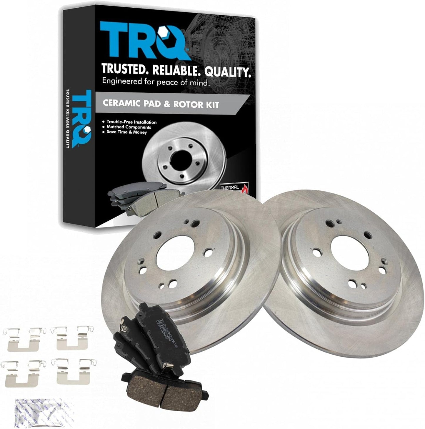 TRQ Rear Brake Pad & Rotor Kit for 2017 Acura TLX - Quality Parts