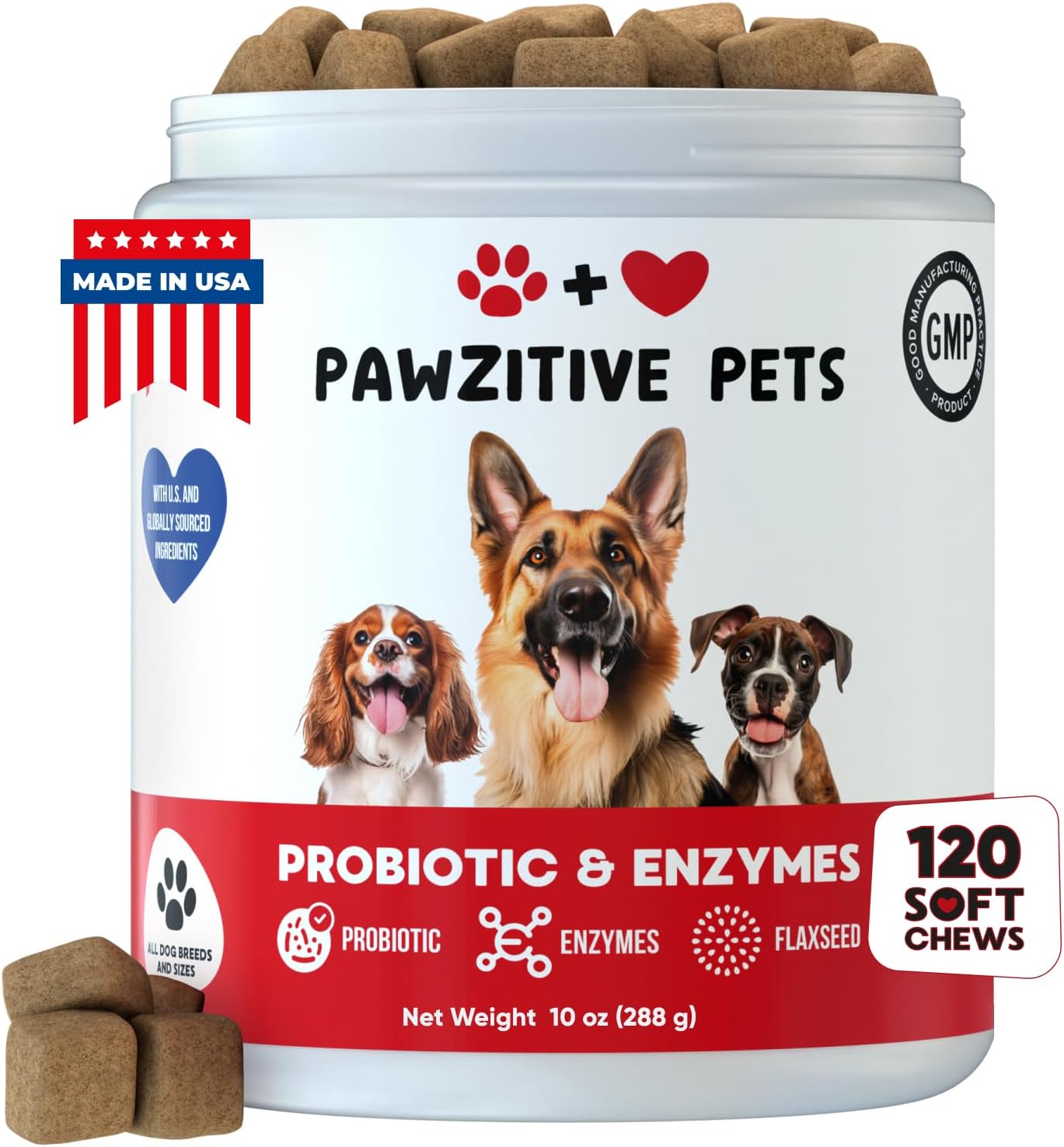 Chewable Probiotics for Dogs by Pawzitive Pets - Immune Support