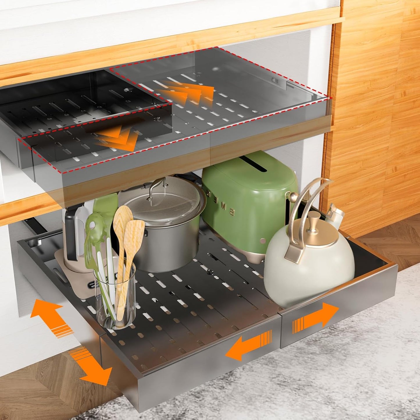 Pull Out Cabinet Organizer for Kitchen and Bathroom Storage
