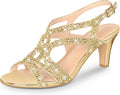 Women's Amelia Heels Sandals Sparkle Crystal Slingback - Dressy 3in