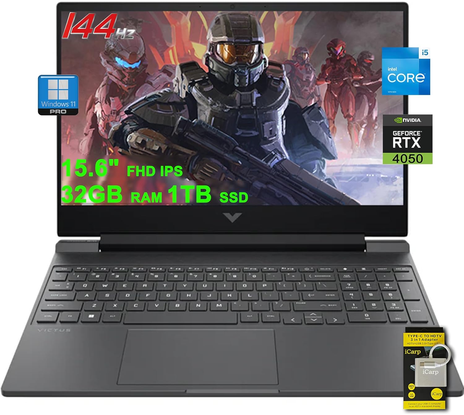 HP Victus 15.6 Gaming Laptop: 8-core i5, 32GB RAM, RTX 4050, 144Hz FHD