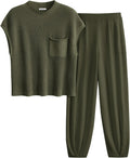 Womens Two Piece Outfits Knit Sweater Set - Cozy Matching Tracksuit