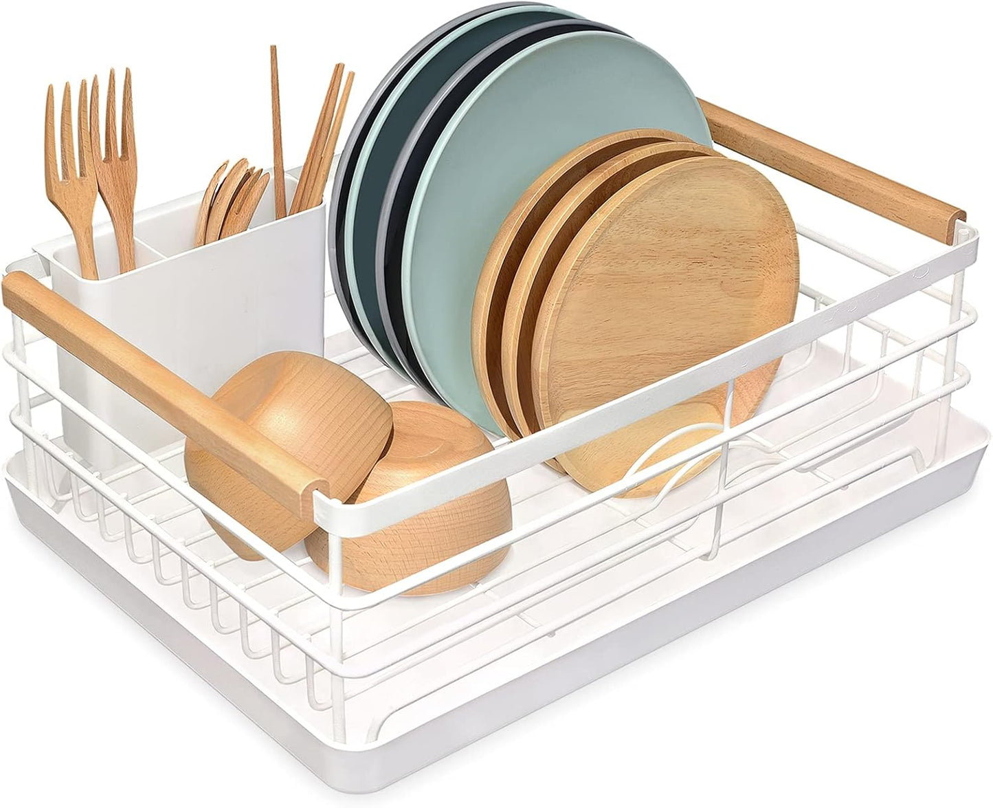 Stainless Steel Dish Drying Rack with Removable Cutlery Holder
