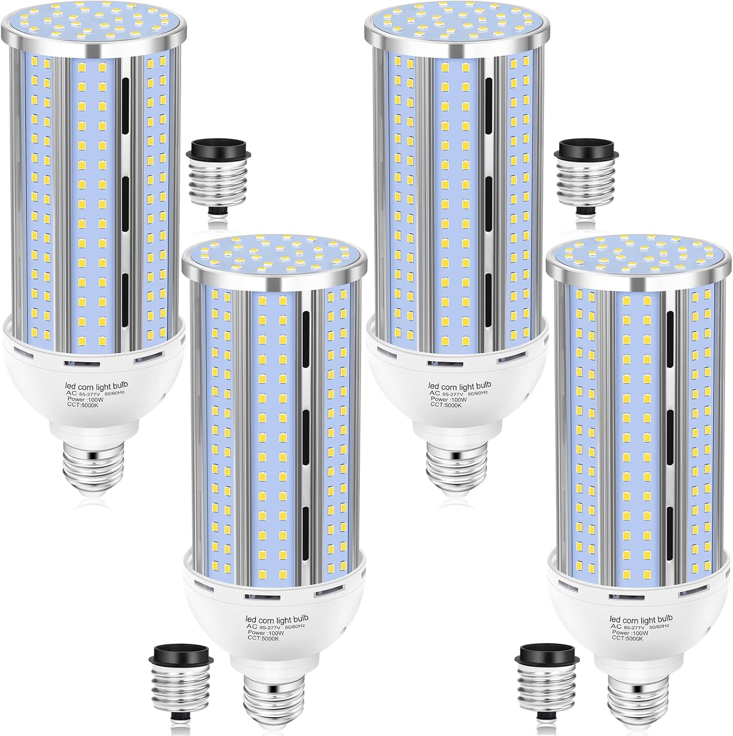 4 Pack 100W Corn LED Light Bulb Fanless for Bright Spaces