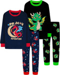 Boys Long Sleeve Cotton Pajamas Sizes 18 Months to 12 Years - 4pc Set