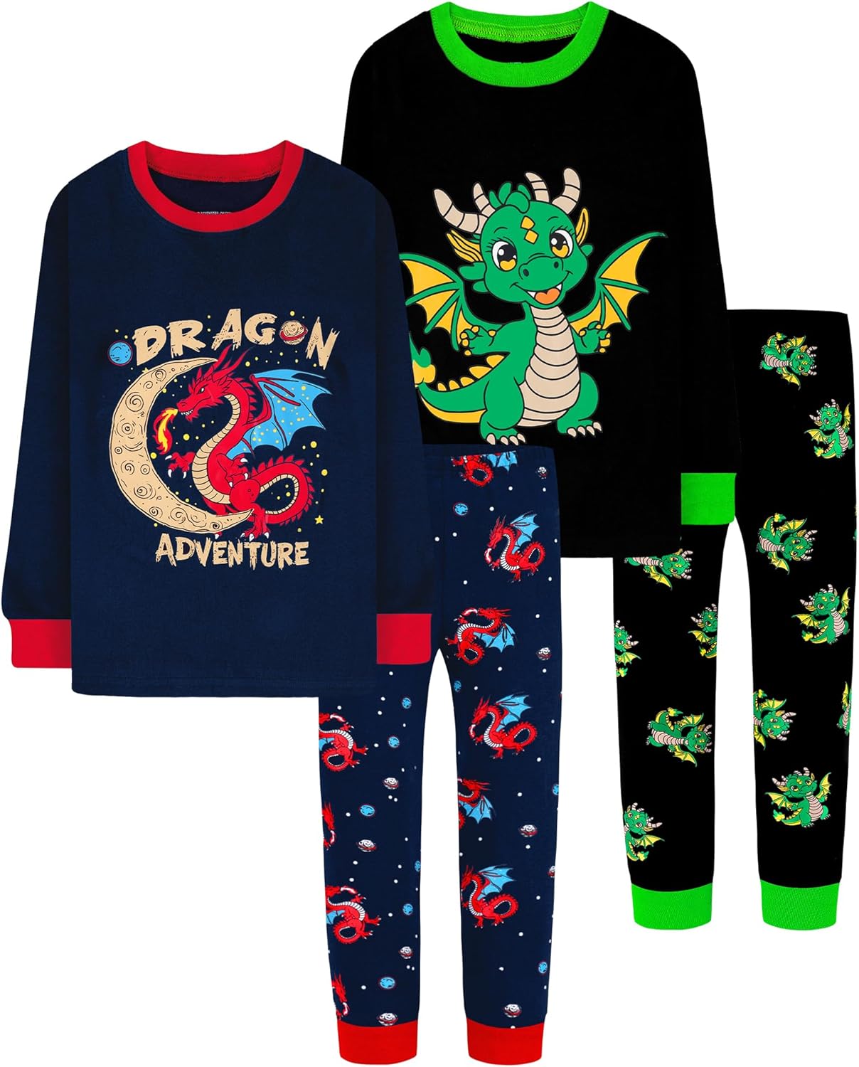 Boys Long Sleeve Pajamas Set for Sizes 18 Months to 12 Years