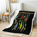 Fishing Lure Throws Blanket Green Camo American Flag Sherpa Throw