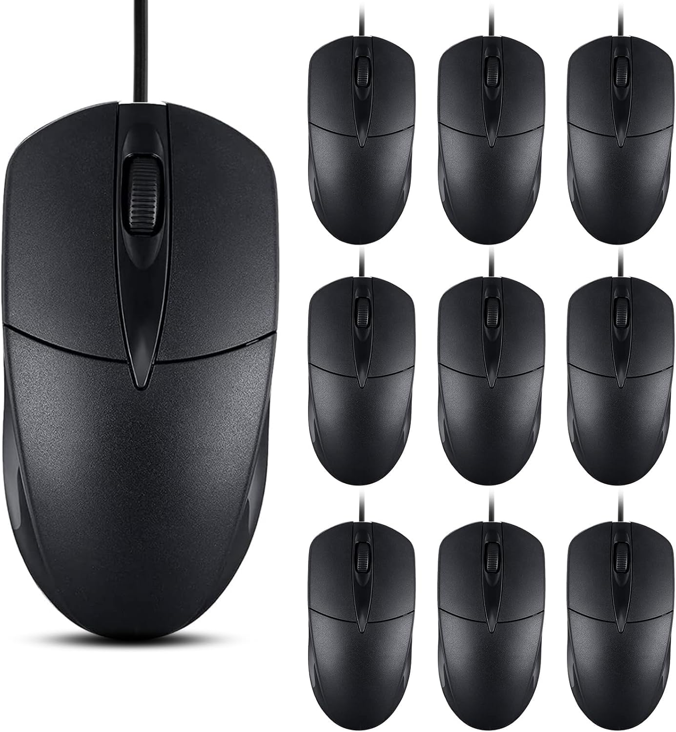 20 PCS Black Wired Computer Mouse Bulk for Home Office Use