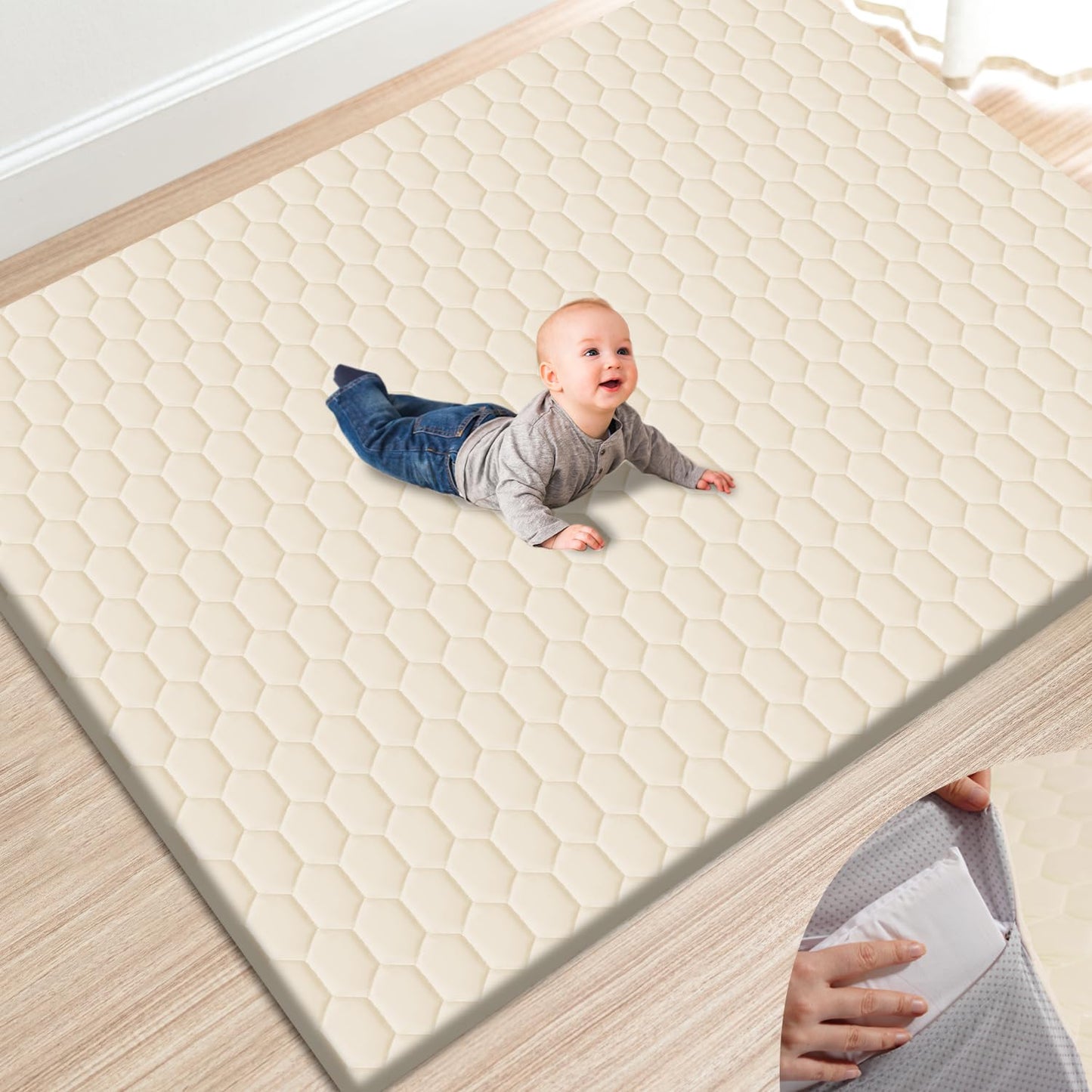 Premium Foam Baby Play Mat with Removable Cover for Safety