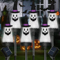 6 Pack Ghost Halloween Solar Pathway Lights - Spooky Yard Accent