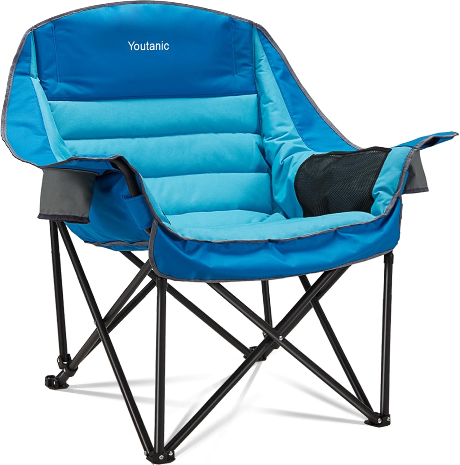 Oversized Camping Chair with Cup Holder and Side Pocket for Comfort