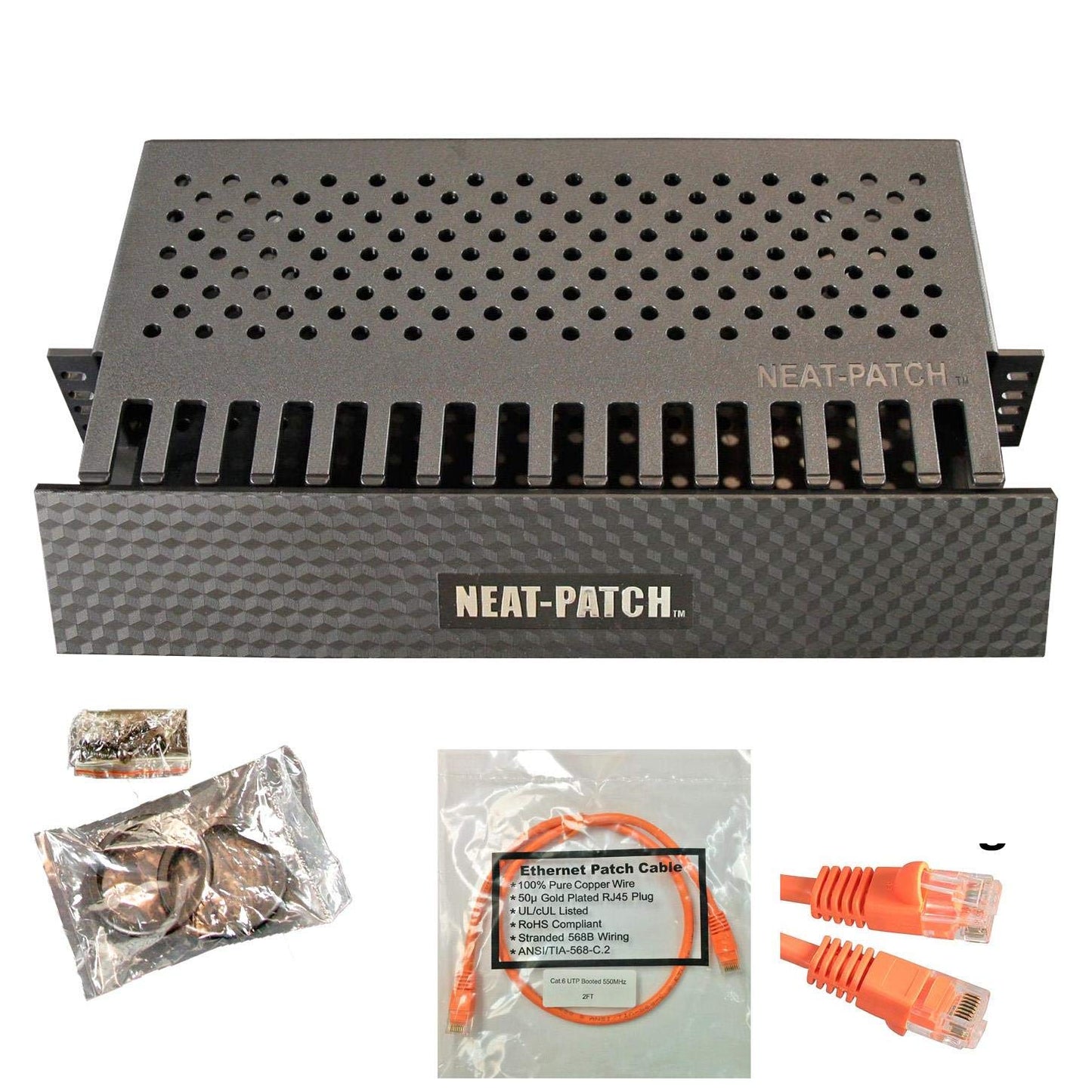 Neat Patch Cable Management Kit with 96 CAT6 Cables for Organization