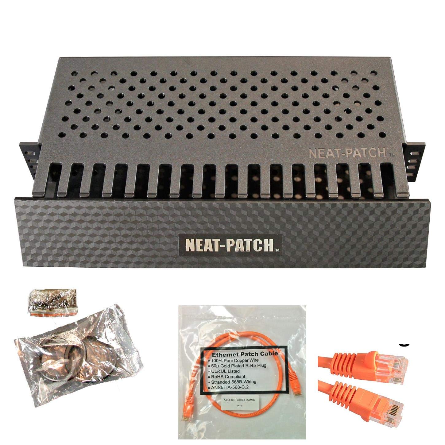 Neat Patch 2U Cable Management Kit with 72 CAT6 Cables Included