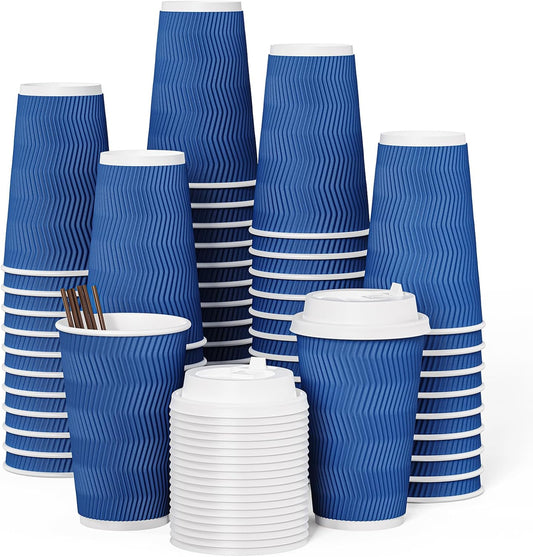 JOLLY CHEF 16oz Disposable Coffee Cups - Travel, Office, Home Essential