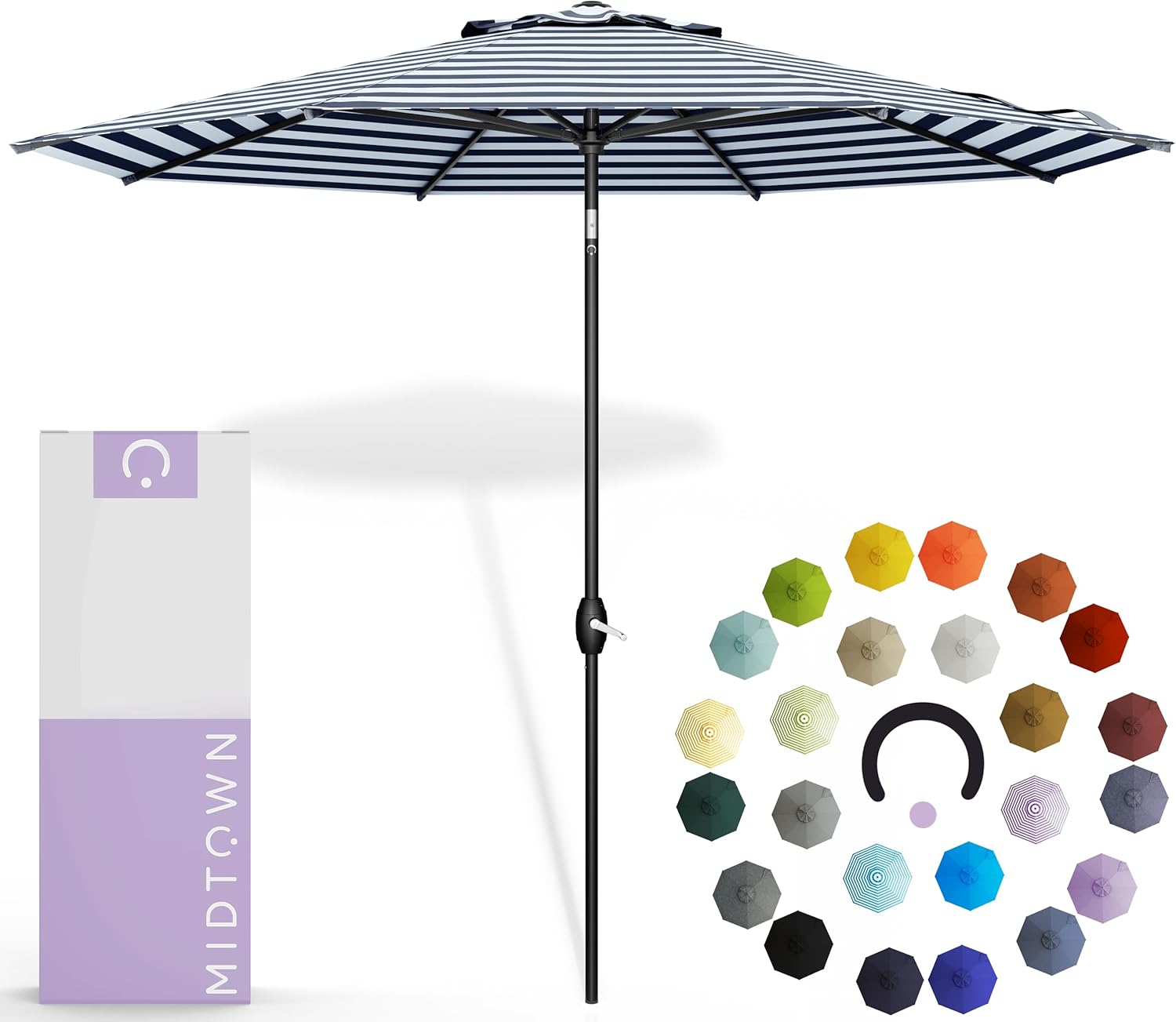 Midtown Umbrellas 8 Ft Auto-Tilt Patio Umbrella for Outdoor Use