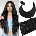 Black Clip in Hair Extensions 15 in 75g Real Human Hair - Natural Look