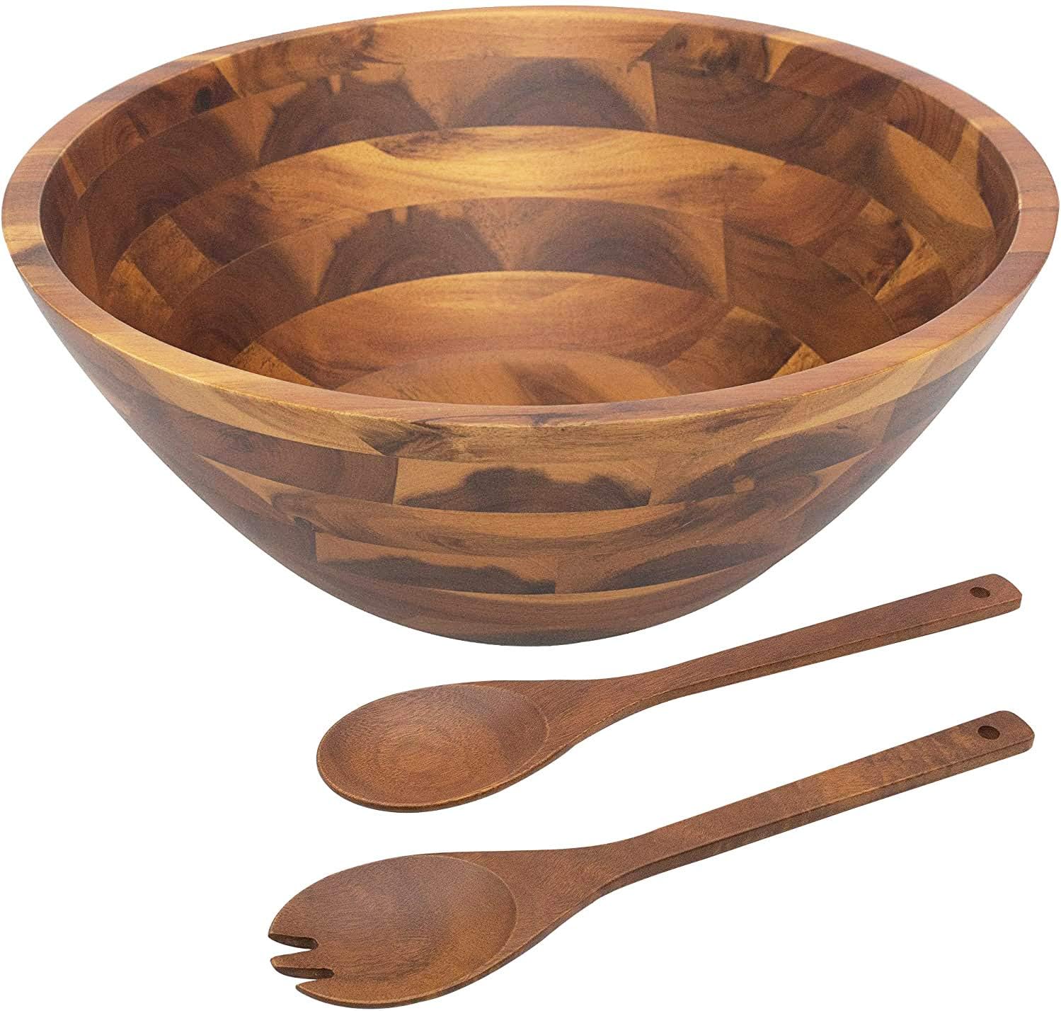 AIDEA Wooden Salad Bowls Set for Fruits and Salad Serving