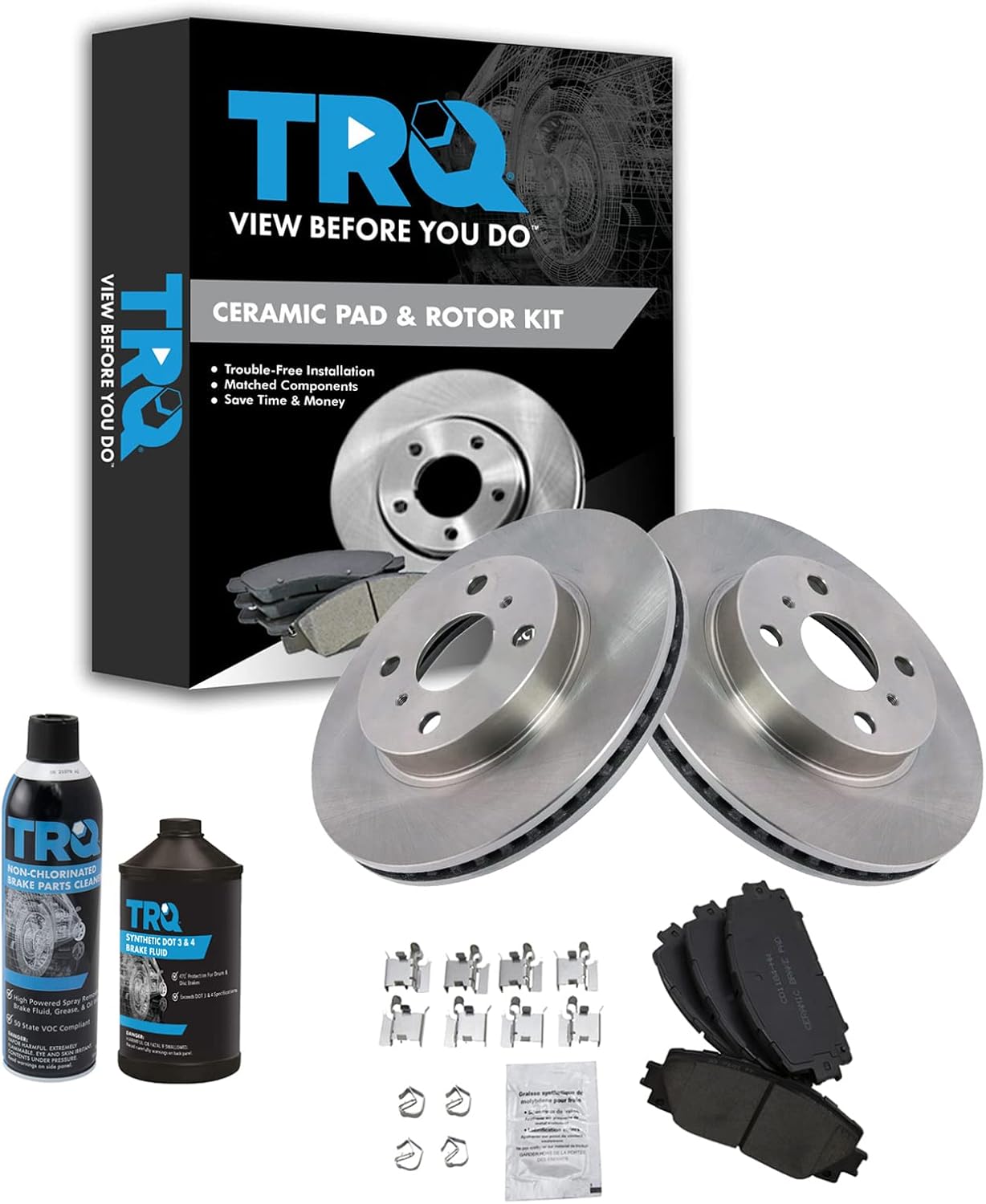 TRQ Front Brake Pad & Rotor Kit for 2012-2019 Toyota Prius C