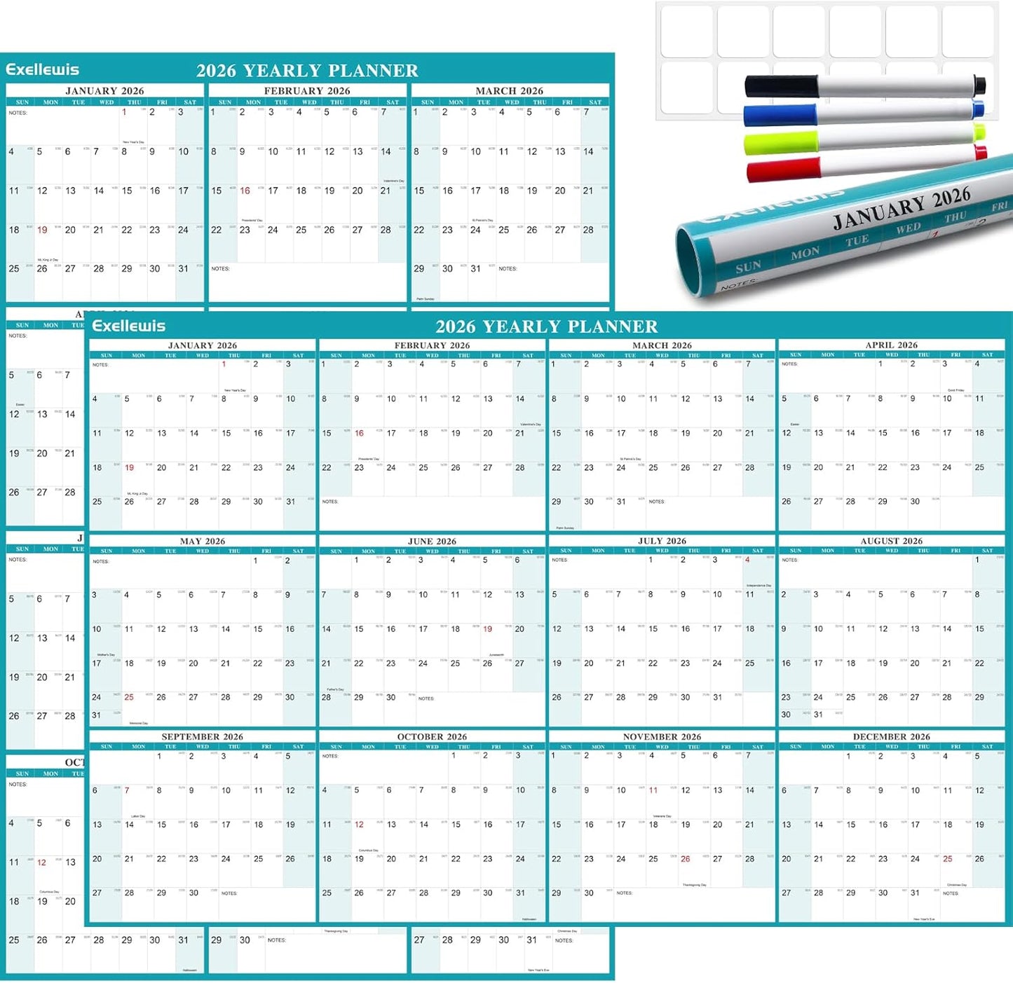 2026 Wall Calendar Erasable for Easy Planning and Organizing