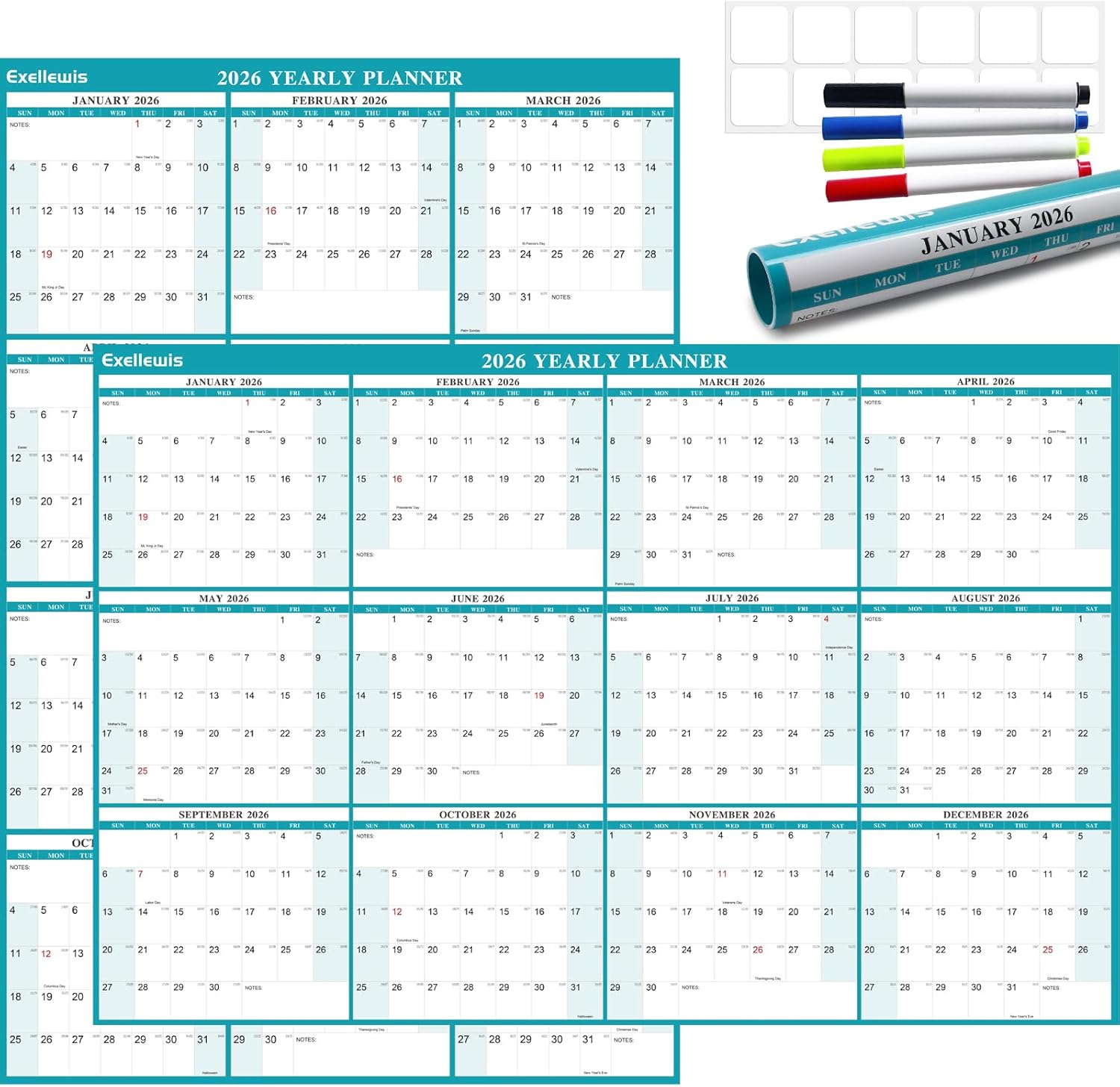 2026 Wall Calendar Erasable for Easy Planning and Organizing