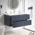 36 in Bathroom Vanity with Sink Combo in Blue - Floating Wall Mount